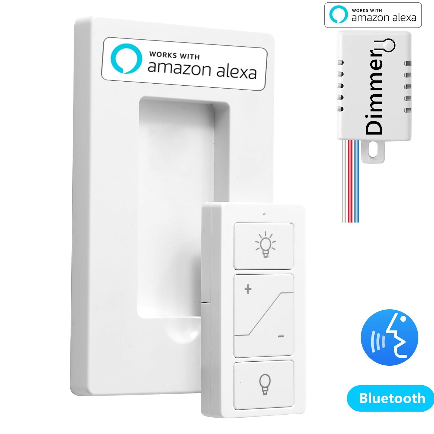 Smart Wireless Dimmer Switch and Receiver Kit, NO Wiring, Work With Alexa