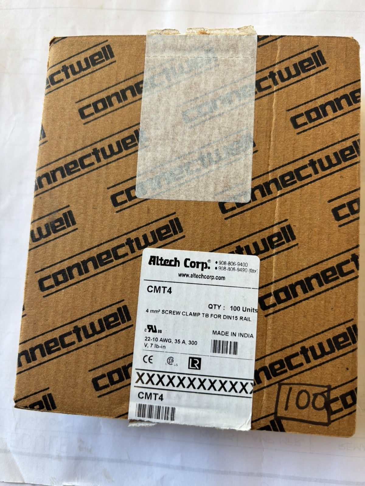 Altech Corp CMT4 Terminal Block Connectors Din Rail Box Of 100