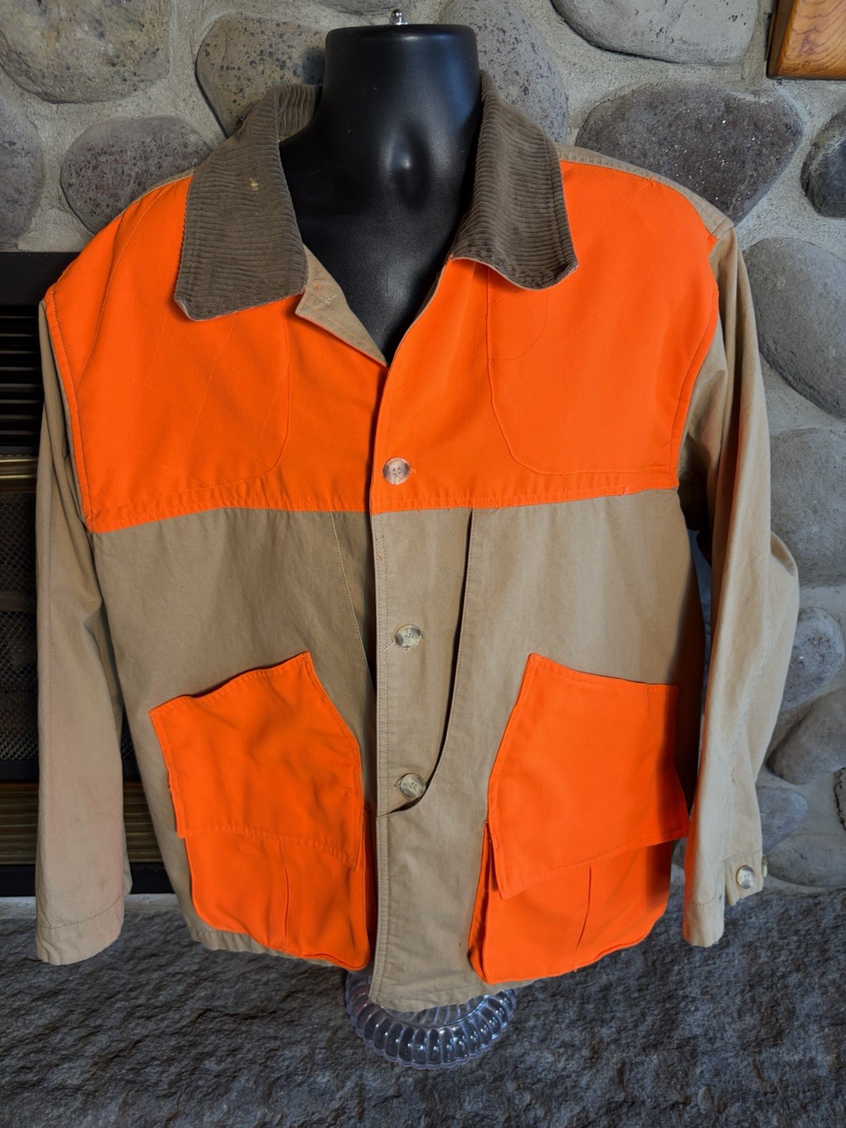 Vintage Guide Gear Bird Hunting Jacket Men's Large Blaze Orange Khaki