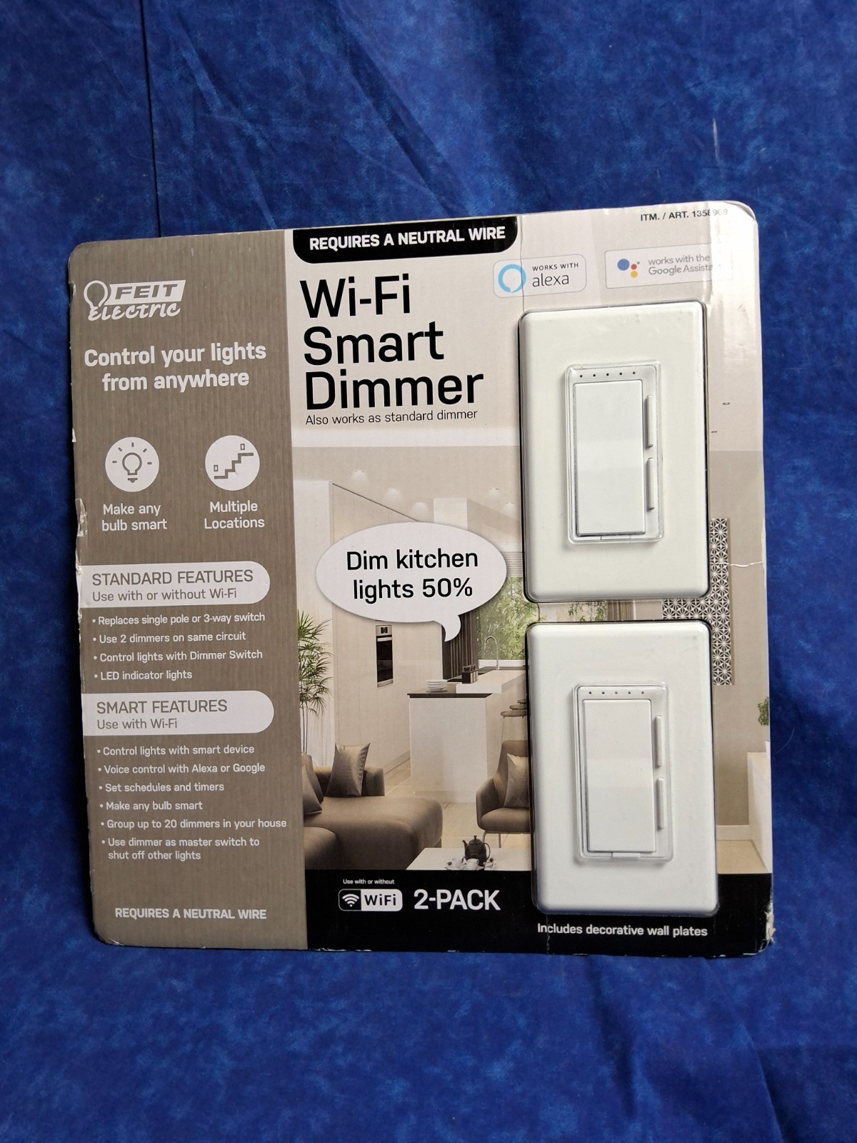 Feit Electric Wi-Fi Smart Dimmer 3-Way Switch 2 Pack Alexa Google NEW NIB