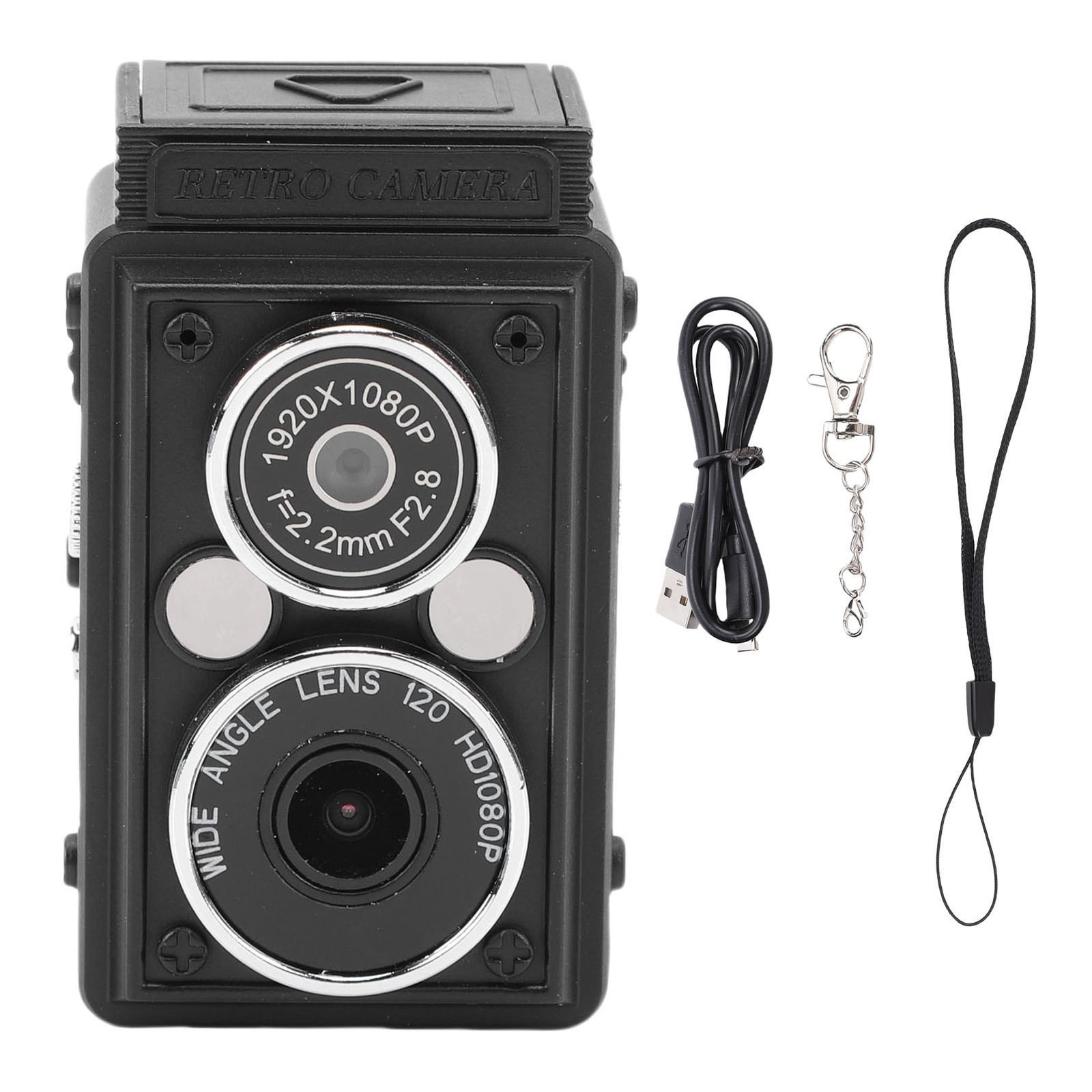 Retro Dual Lens Camera with Flash 12MP 1080P HD Wide Angle Autofocus 0.85in NEW