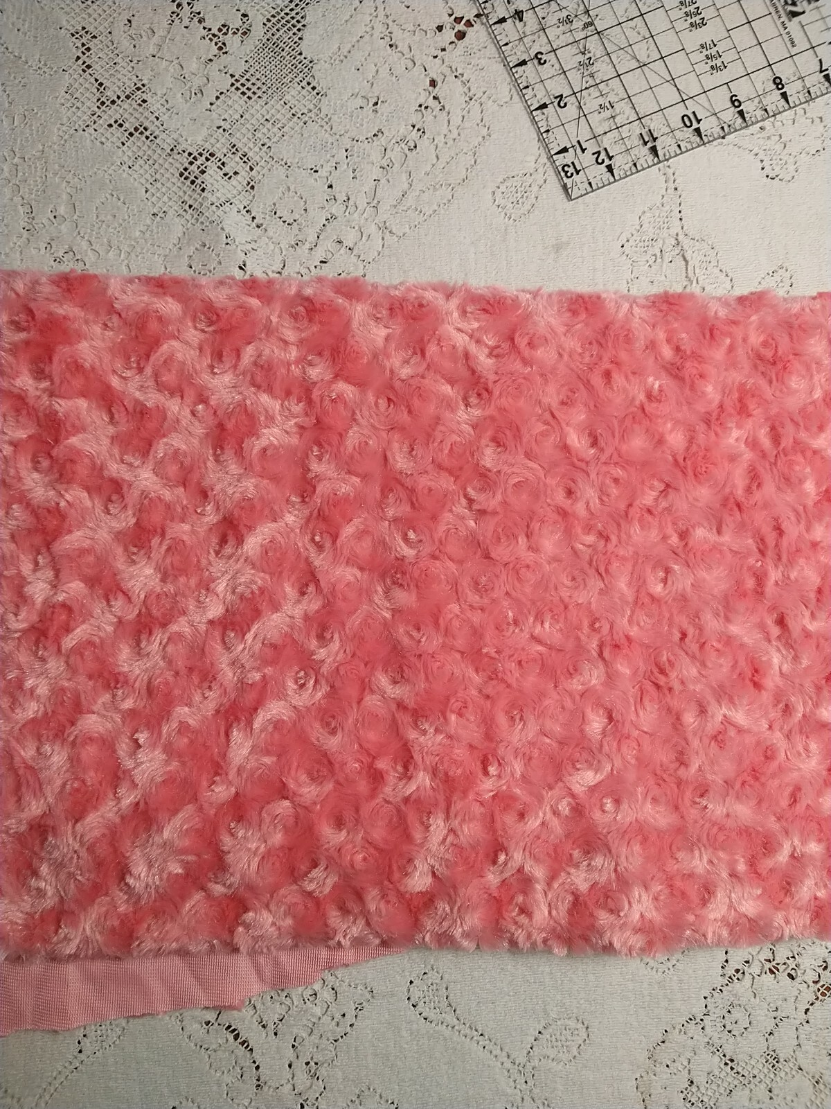 Remnant Minky Plush Fabric Rosebud Swirl Shannon Fabrics Coral 41" long x 16" W