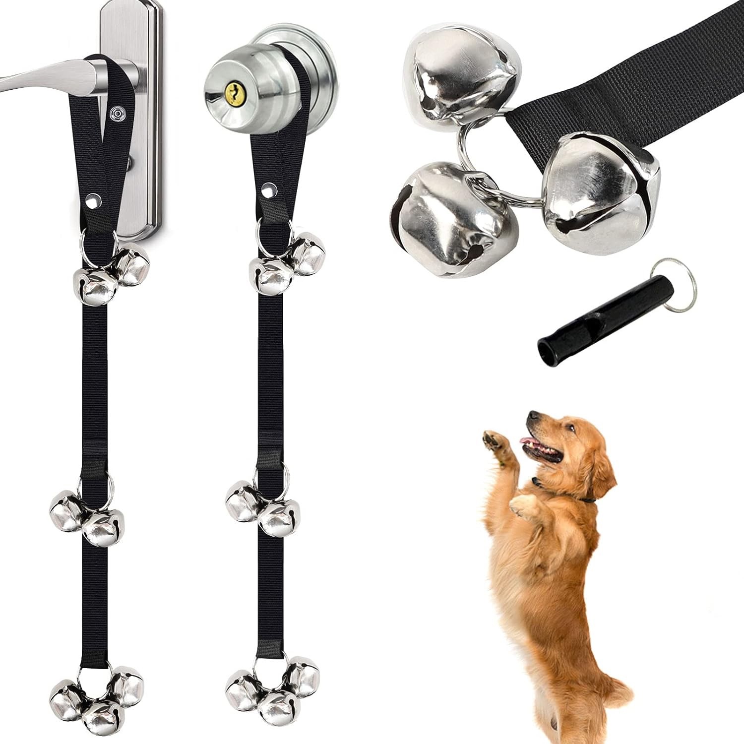 2-Pack Pet Training Doorbells for Dogs & Cats - Adjustable Length, 7 Loud Bells,