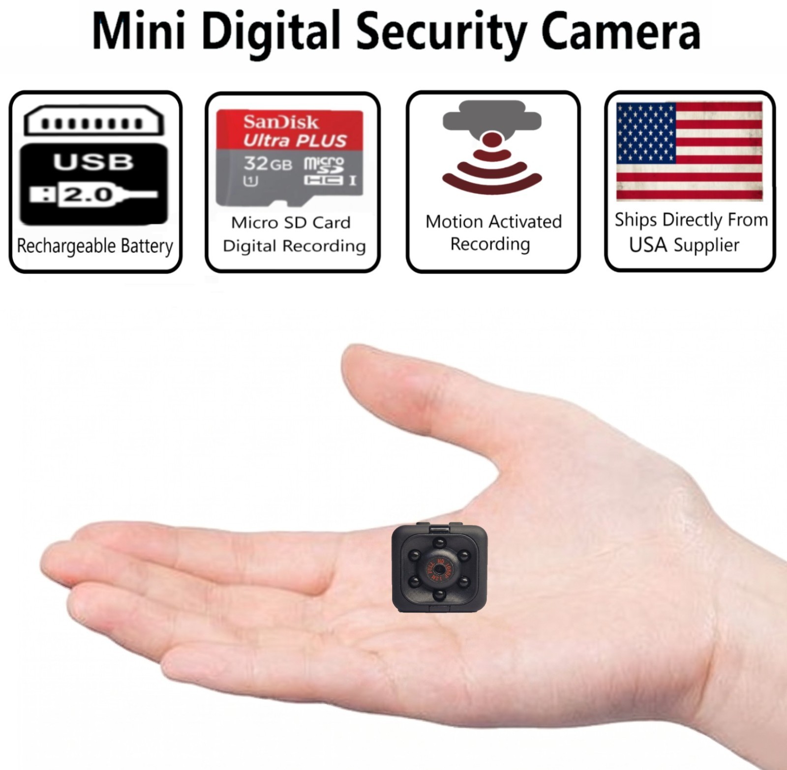Mini Action Security Camera No WiFi Portable Body Cam Small SD Card Video Record