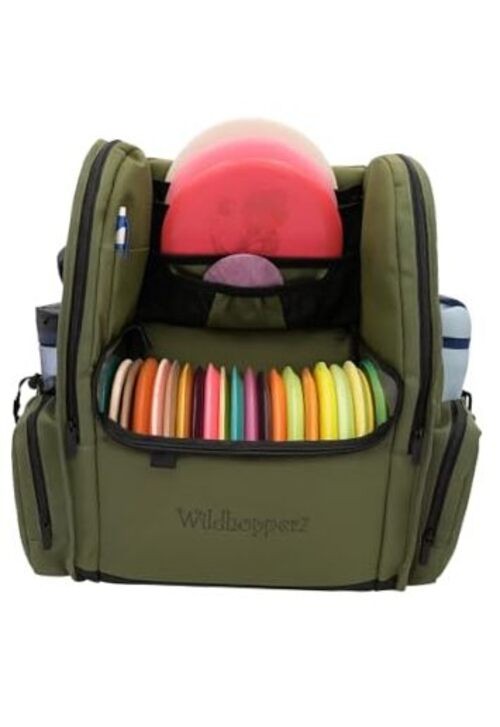 Disc Golf Backpack, Holds 26+ disk with putter slots, Heavy Duty 600D