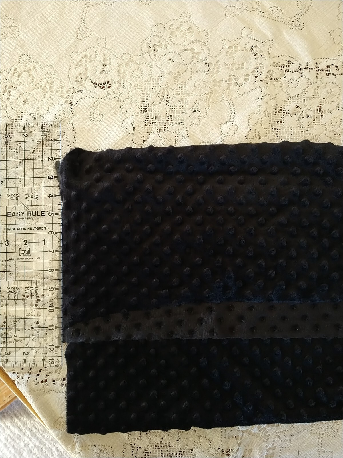 Remnant Minky Dimple Dot Fabric Plush Black 47" Long x 18" Wide