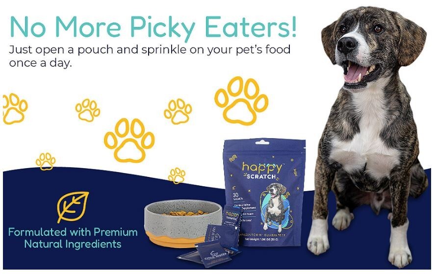 Happy Scratch, delicious dog & cat pet treat / supplement, supports skin health
