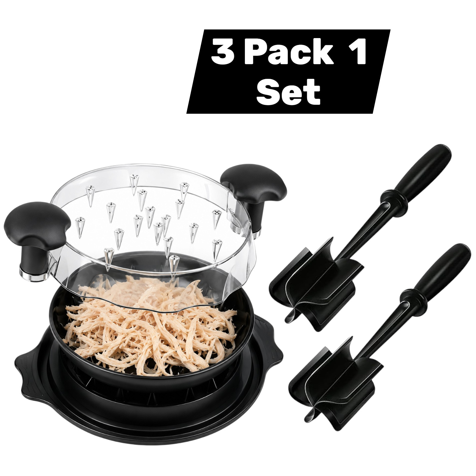 3 Piece Chicken Shredder & Meat Chopper Set Manual Kitchen Food Prep Tools