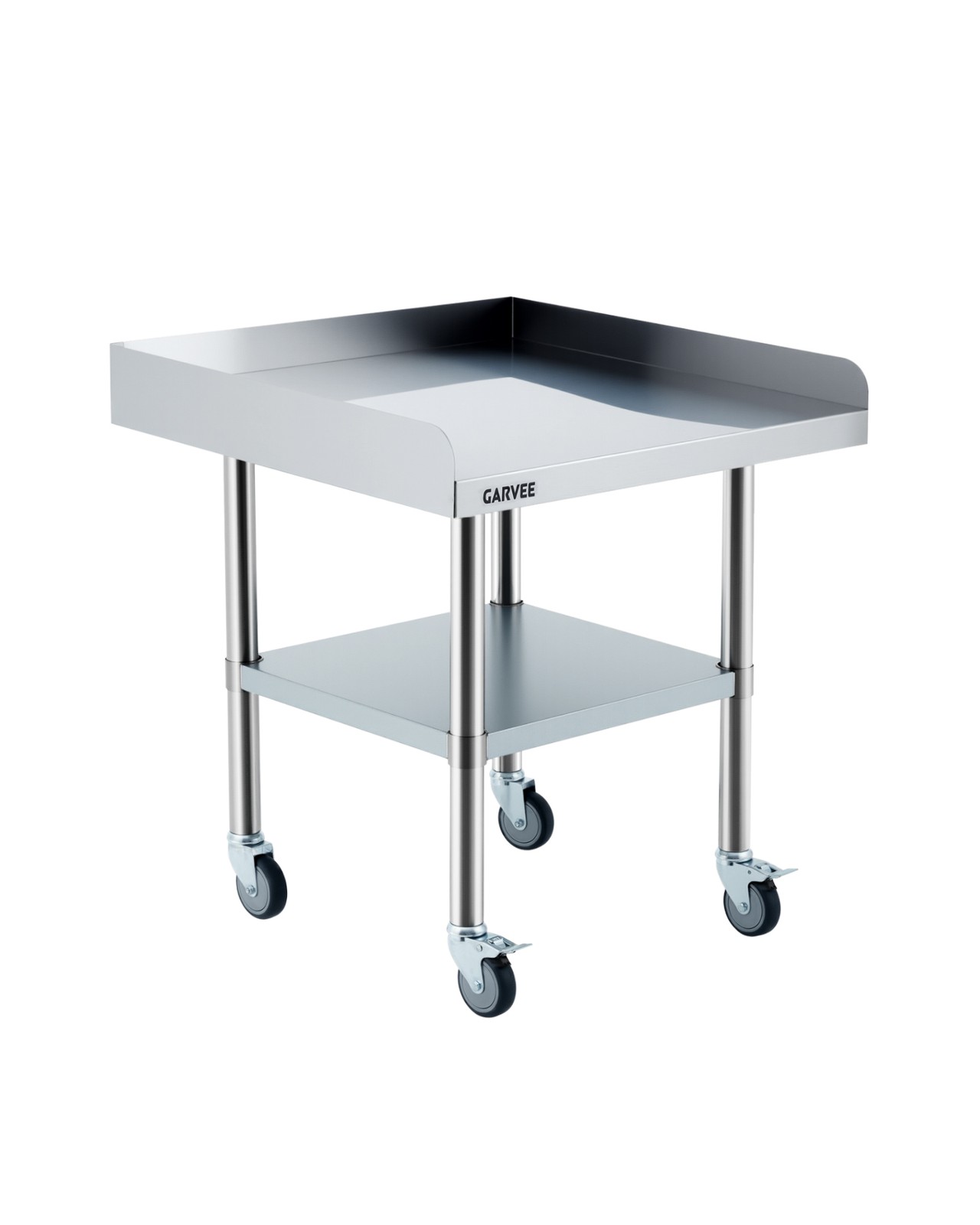 Stainless Steel Work Table 30"x24" with Wheels 3-Sided Backsplash Prep Table