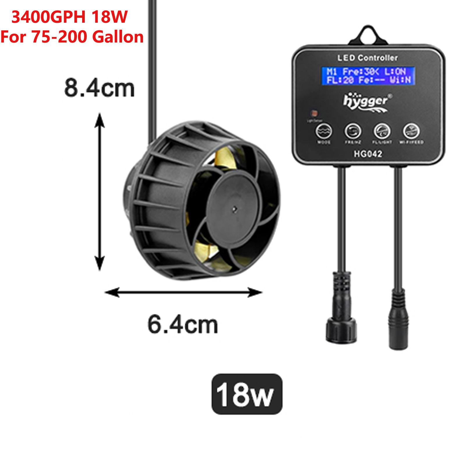 hygger 2100GPH Sine Aquarium Wave Maker Circulation DC Water Pump Fish Tank