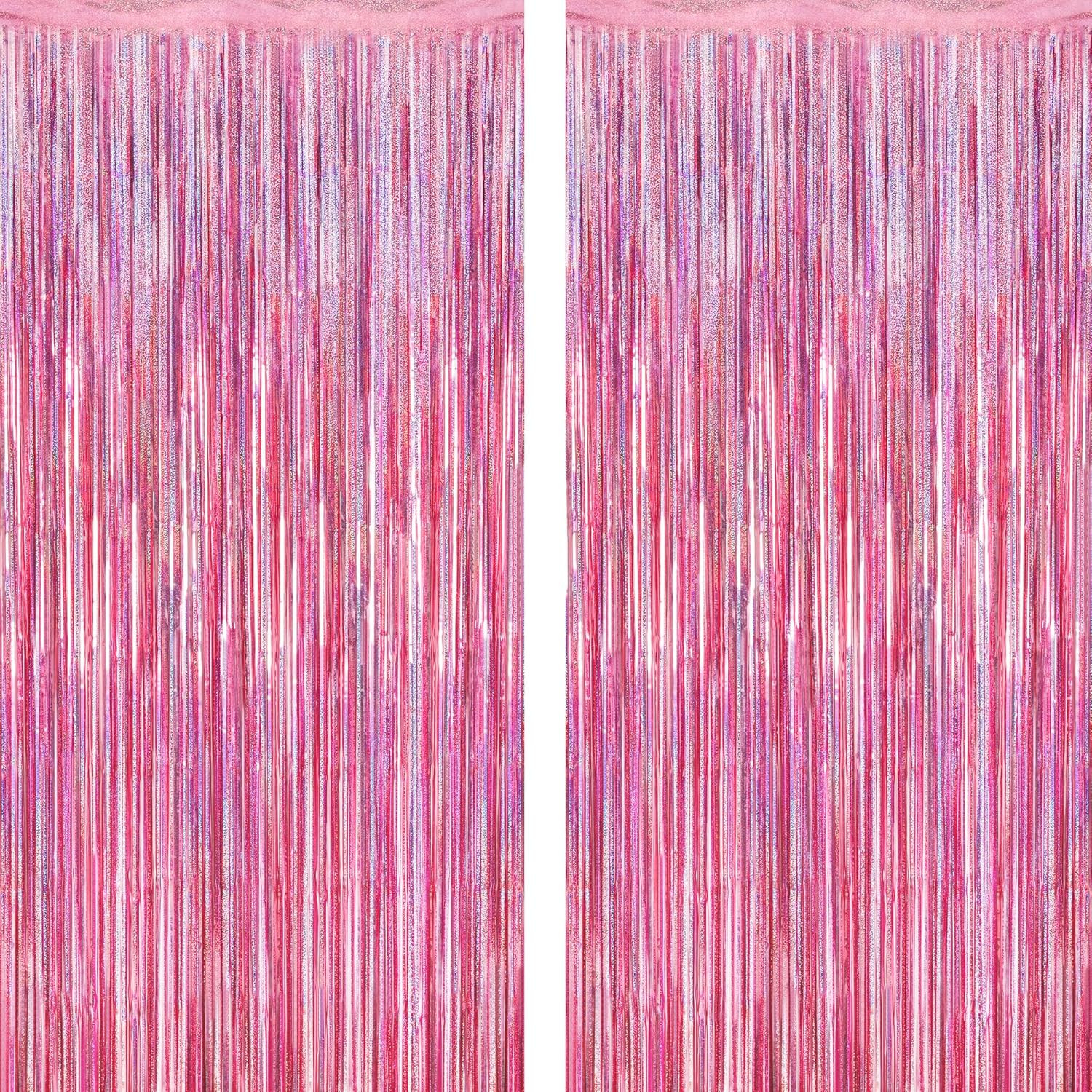 2 Pack Glitter Pink Backdrop, 3.28 FT X 7.05 FT Birthday Party Decorations, Lase