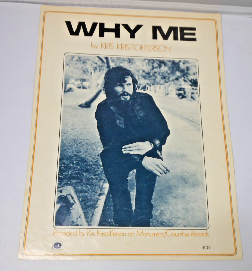 Why Me Kris Kristofferson Vintage Sheet Music 1973 Resaca Music Estate Find