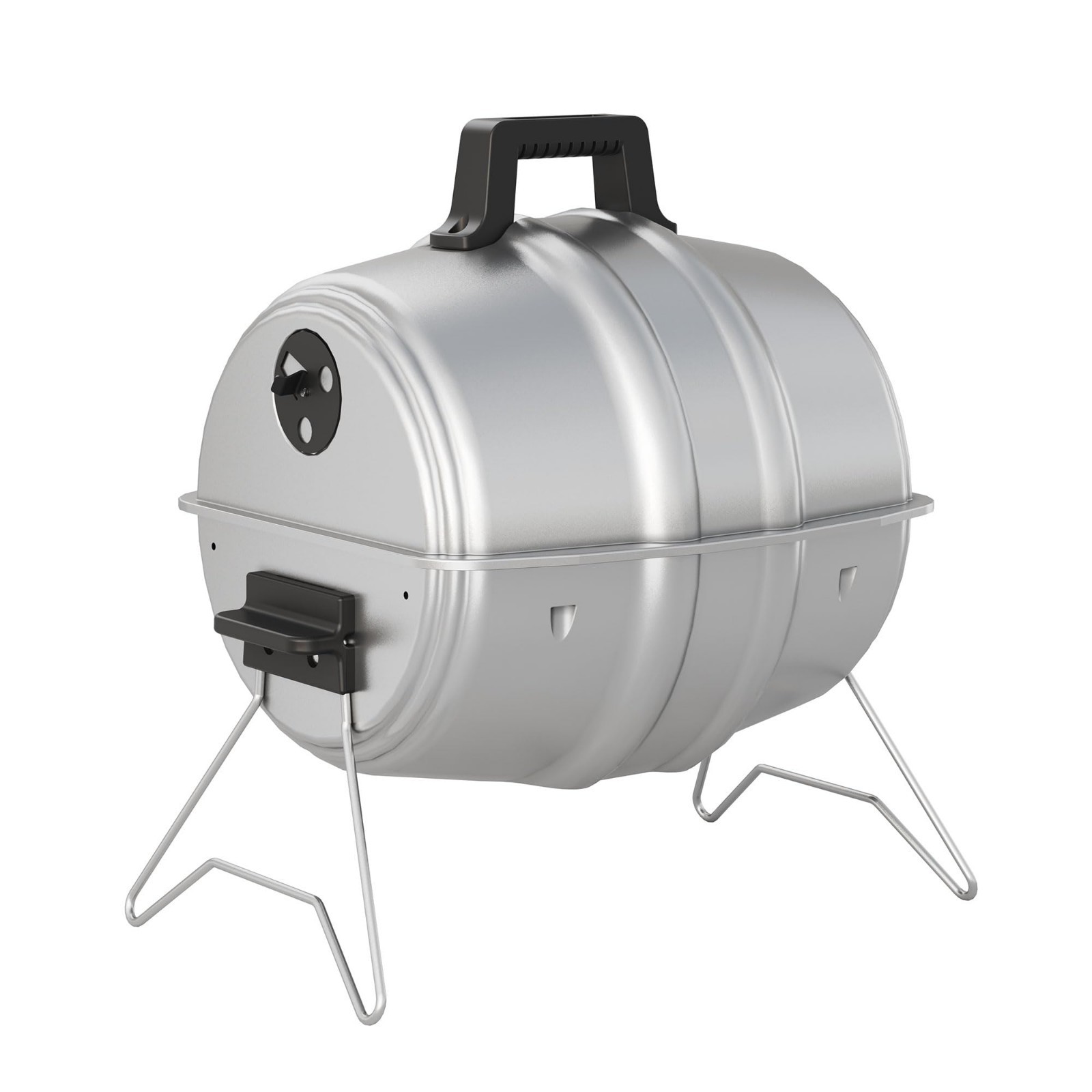 Portable Charcoal BBQ Grill - Outdoor Keg Style, Durable Hood, 186 Sq In Cooking