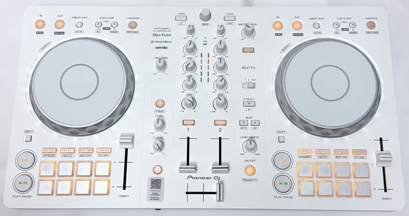 Pioneer DJ DDJ-FLX4 2-Channel DJ Controller for Rekordbox/Serato - White