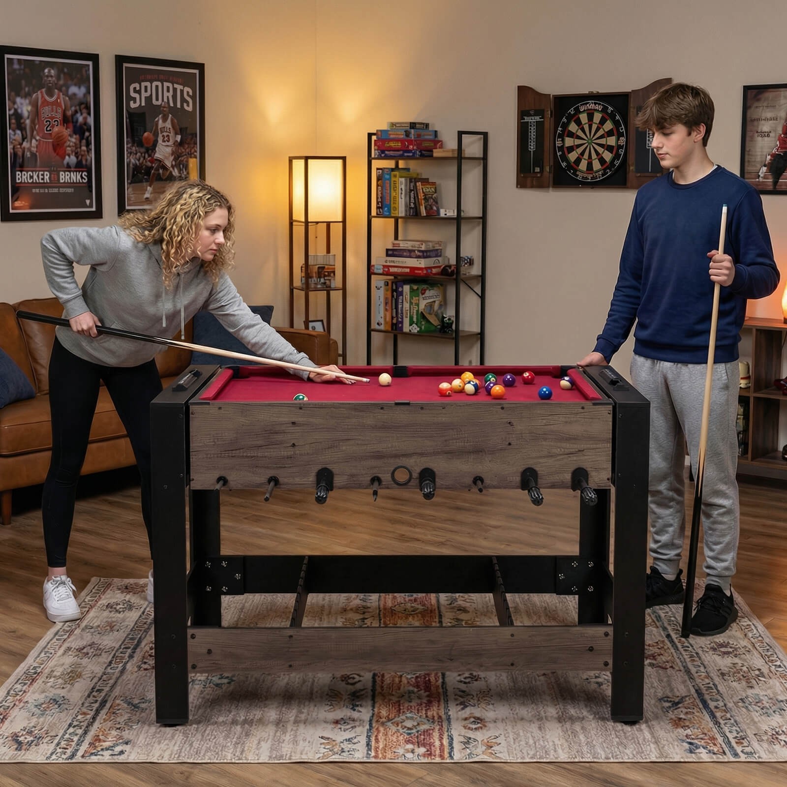 3-in-1 Swivel Game Table, 49" Combo Game Table w/Ping Pong Tabletop for Party