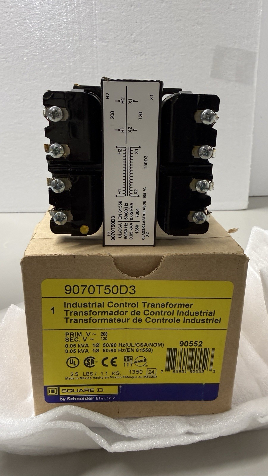 SCHNEIDER ELECTRIC INDUSTRIAL CONTROL TRANSFORMER - 9070T500D3