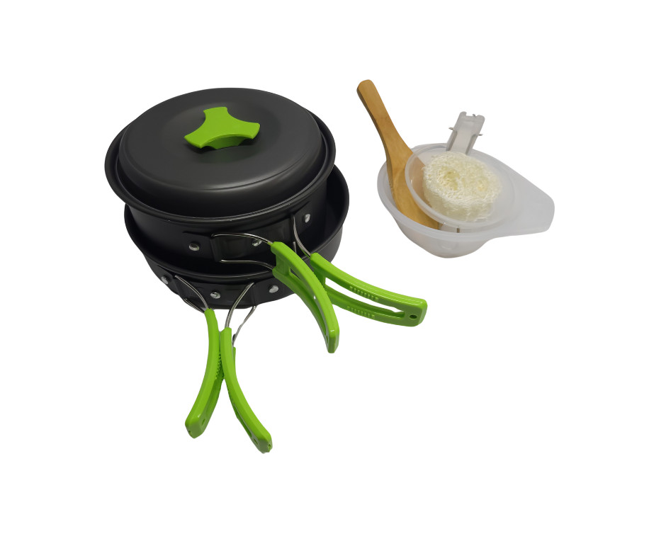 Camping Cookware Mess Kit for Backpacking Gear - 8 PC Camping Cooking Set