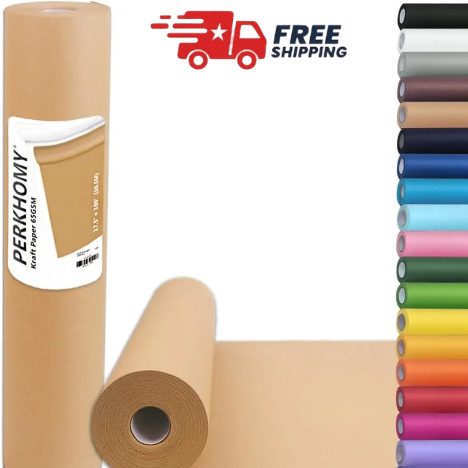Brown Kraft Paper Roll 17.5"x1200" for Wrapping Craft Art & Shipping, 70gsm/50lb