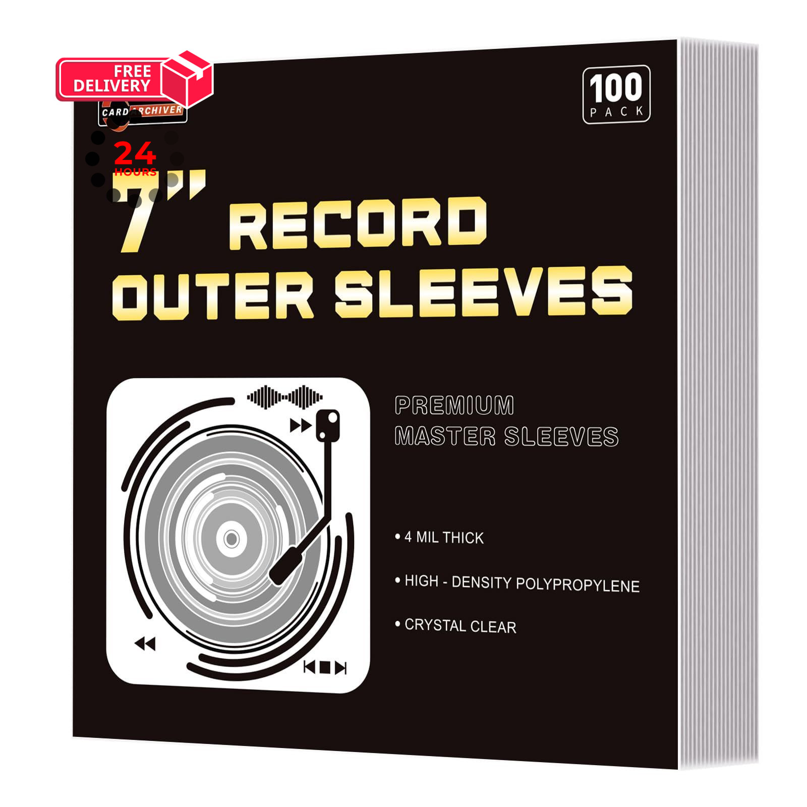 7-Inch Vinyl Record Outer Sleeves, 4 Mil Thick for 45 RPM Singles, 100 Clear
