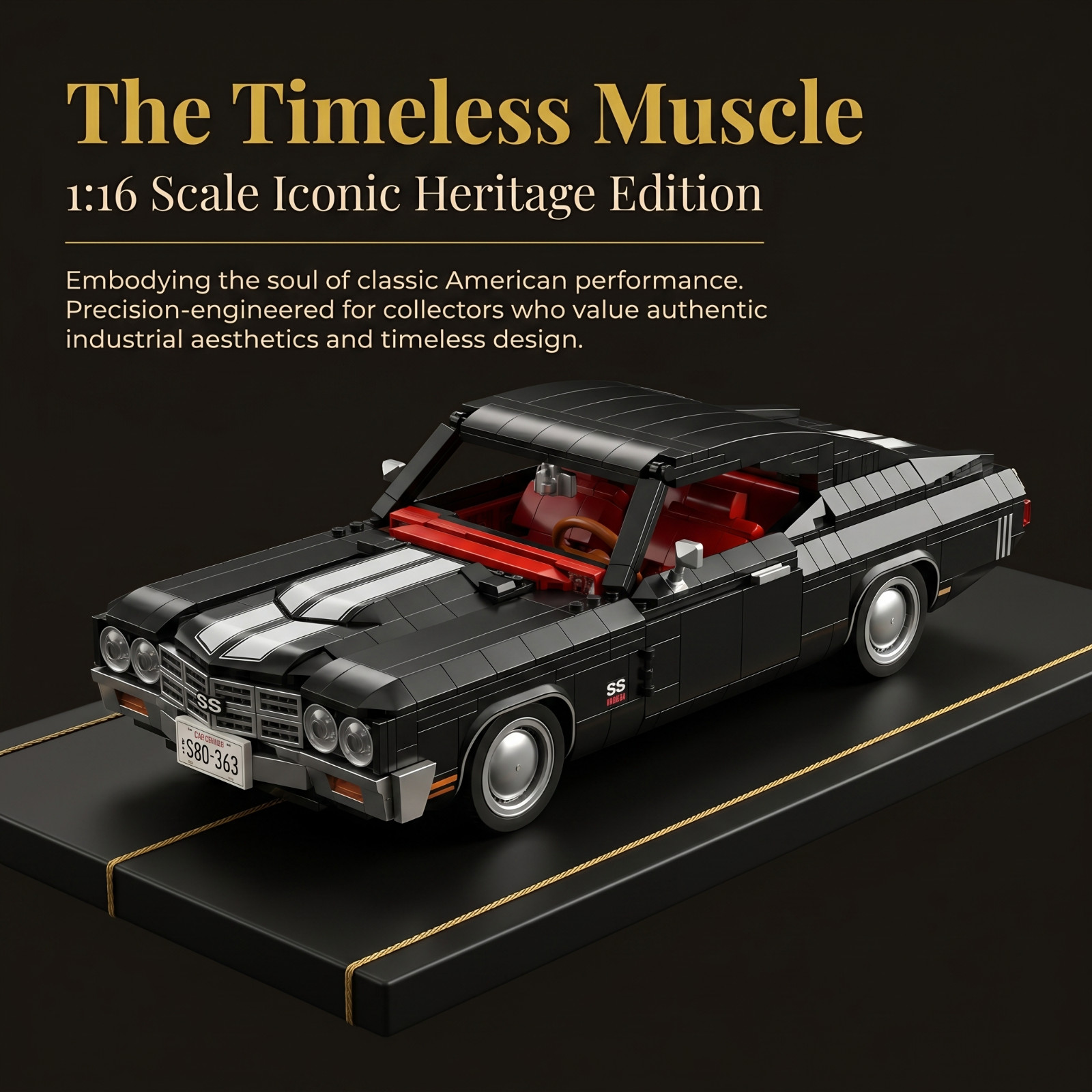 Muscle Car Chevelle SS 454 Building Bricks Set Silver Roll Spray 1038 Pieces