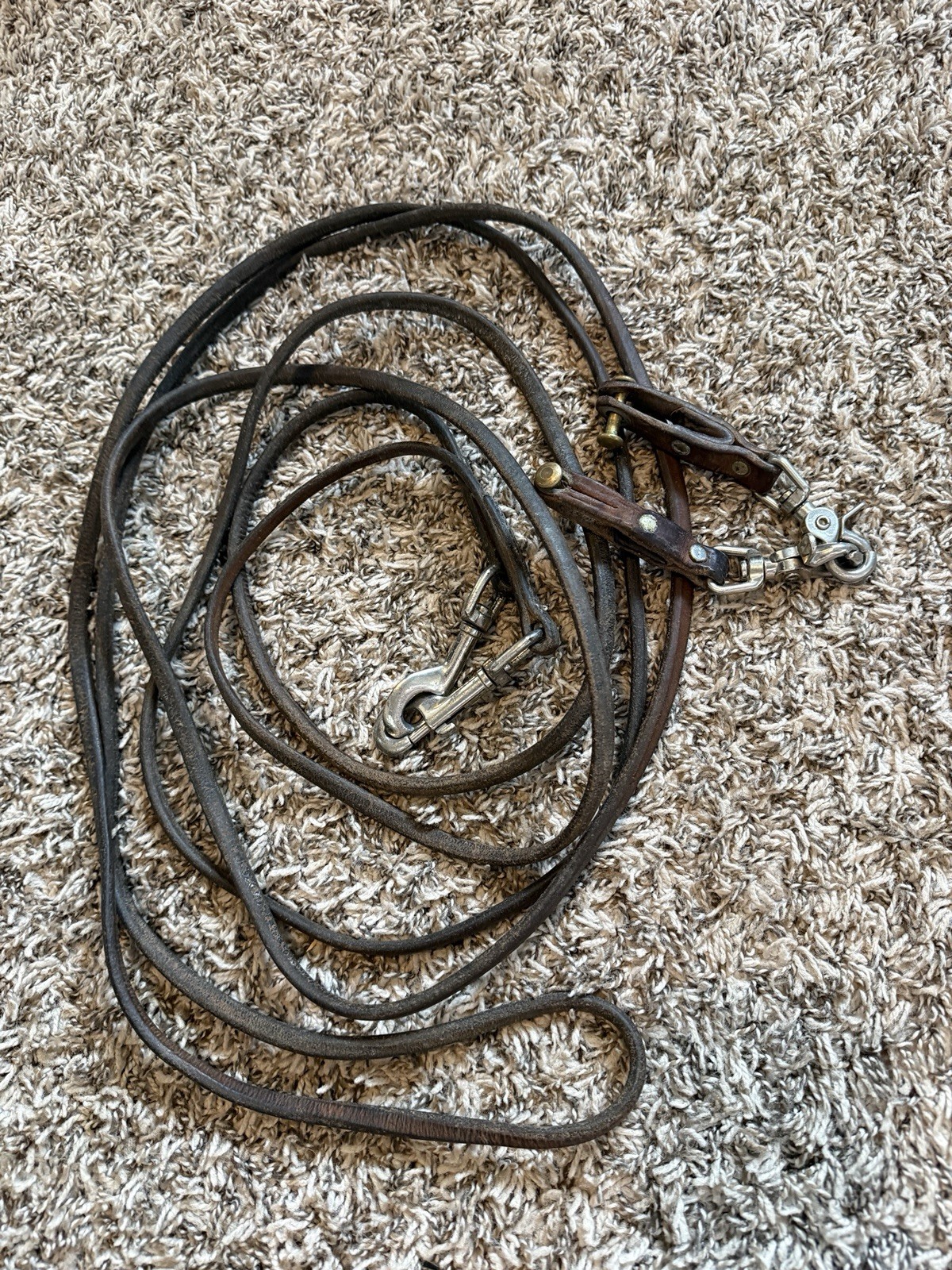 Brown Leather Draw Reins with Snaps