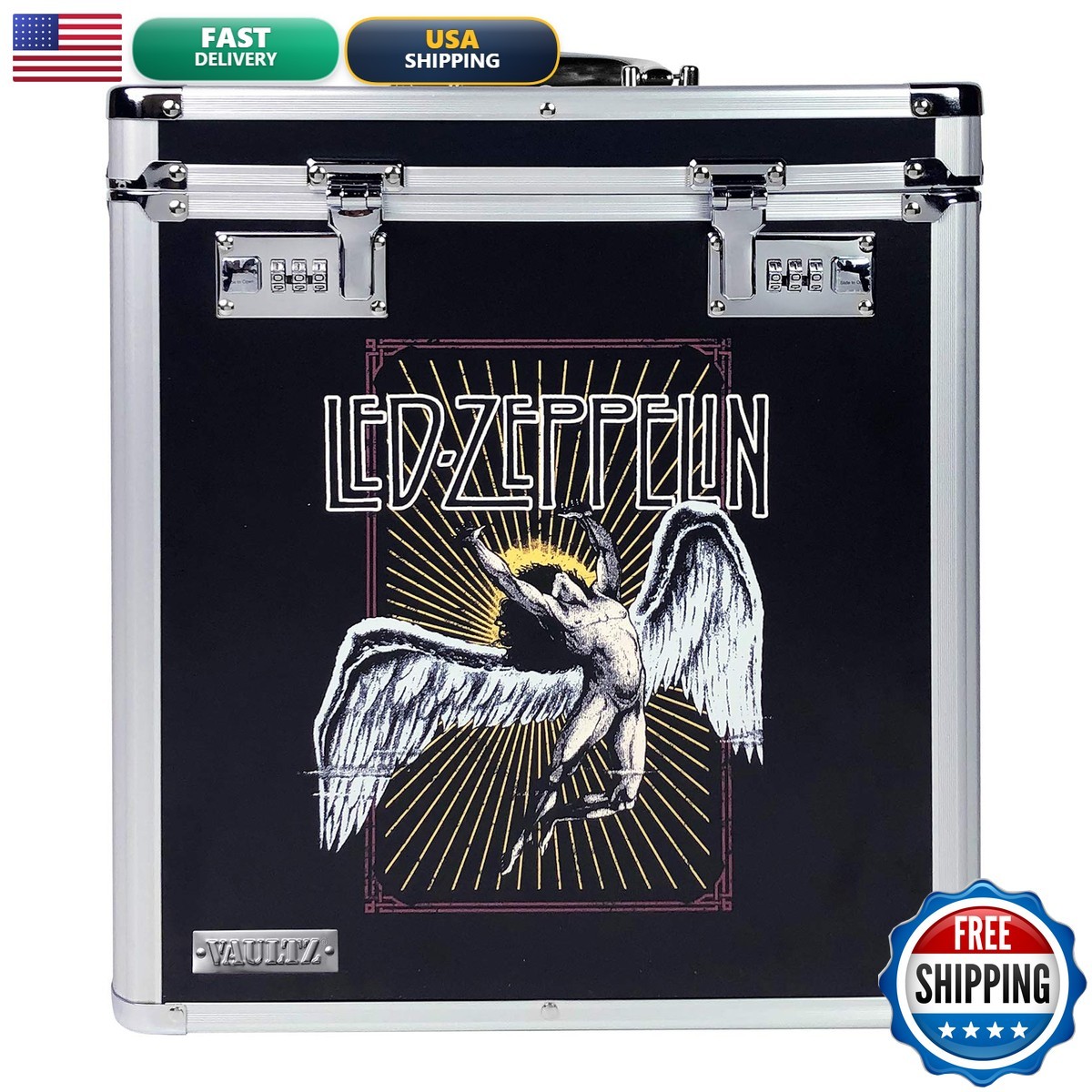 Vaultz VZ03929 Vinyl Record Storage Box Locking 50 Album Holder 14.4x13.4x9.6