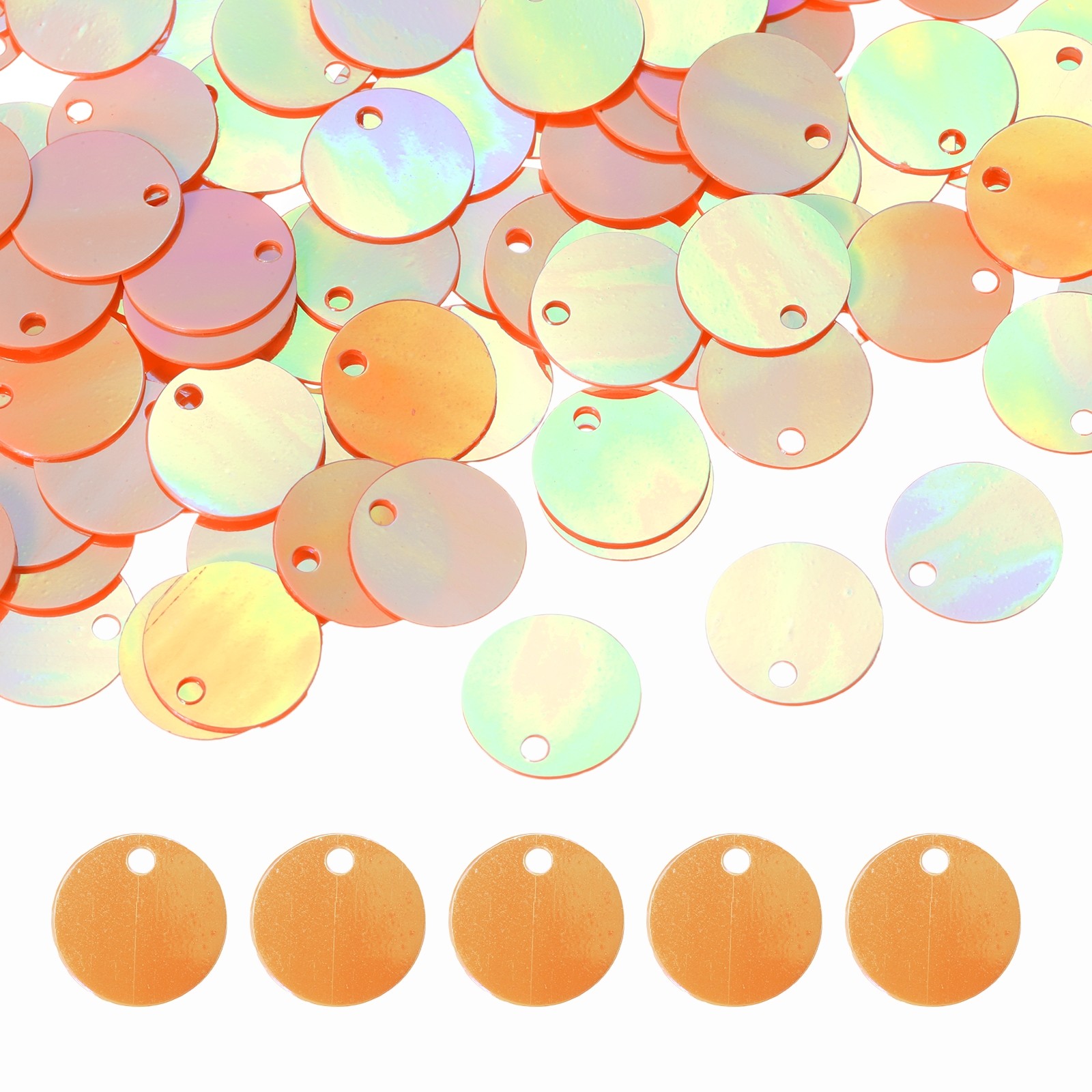 600Pcs Flat Round Sequins, 10mm/0.4 Inch Loose Paillettes for Craft, AB Orange