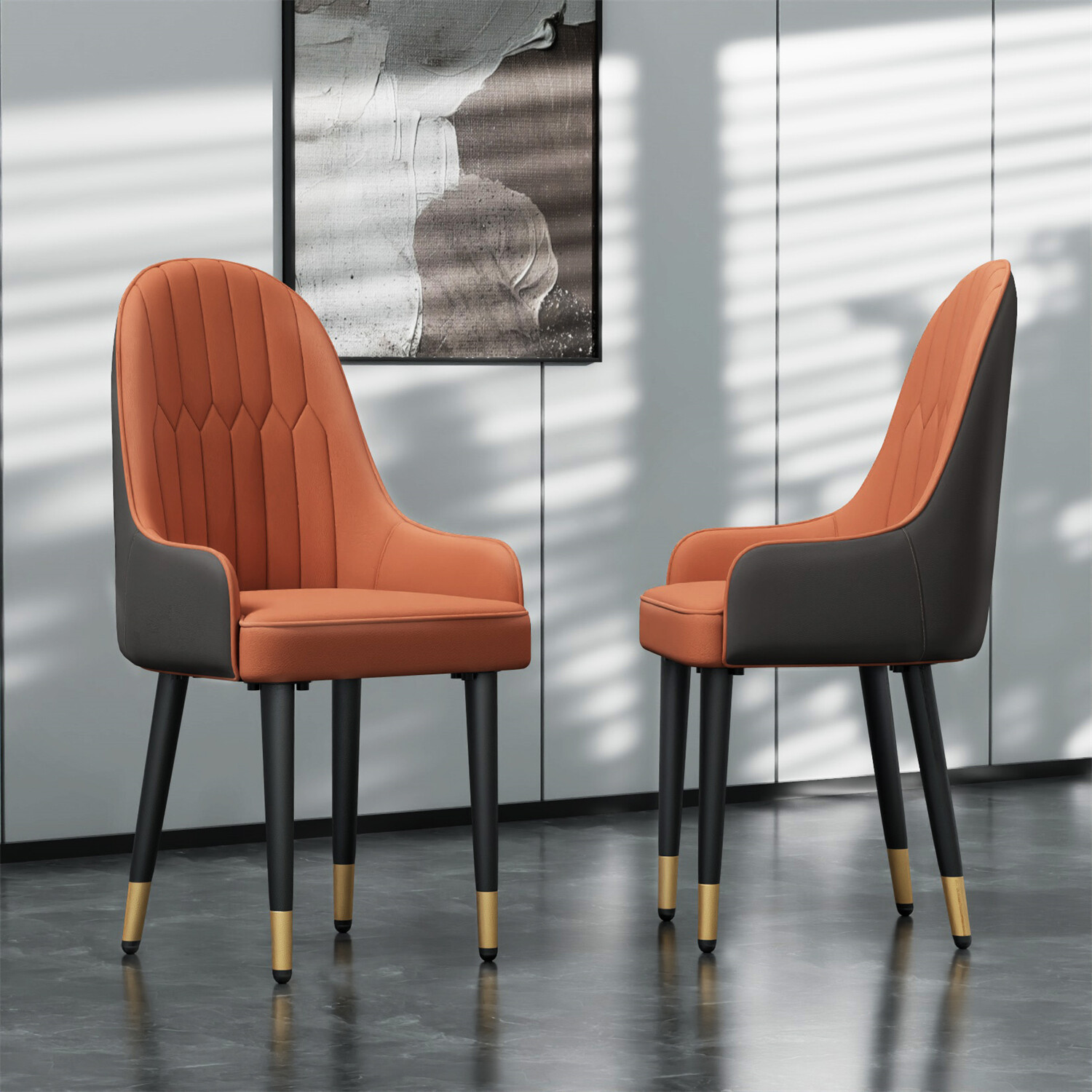 XXL Round Marble Dining Table & Leather Chair Extendable Restaurant Island Table