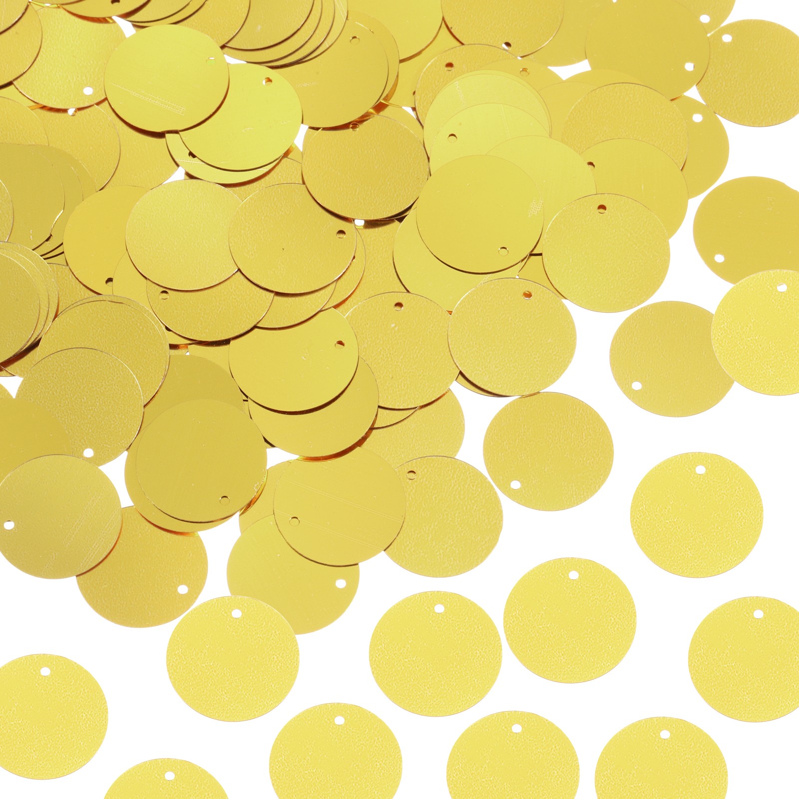 450 Pcs Flat Round Sequins, 20mm/0.8 Inch Loose Paillettes, Light Gold