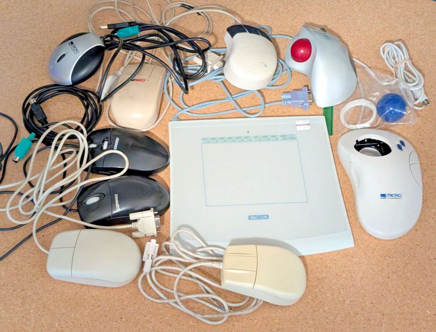 Lot Vtg Computer Mice Peripherals Serial PS/2 Trackball Wacom *PARTS/REPAIR