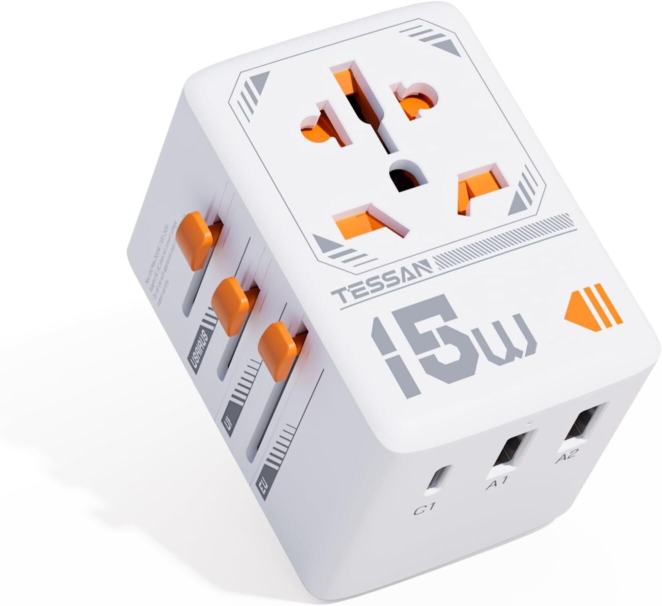 Universal Travel Adapter International Plug Adapter 1 USB C&2 USB A Type C/G/A/I