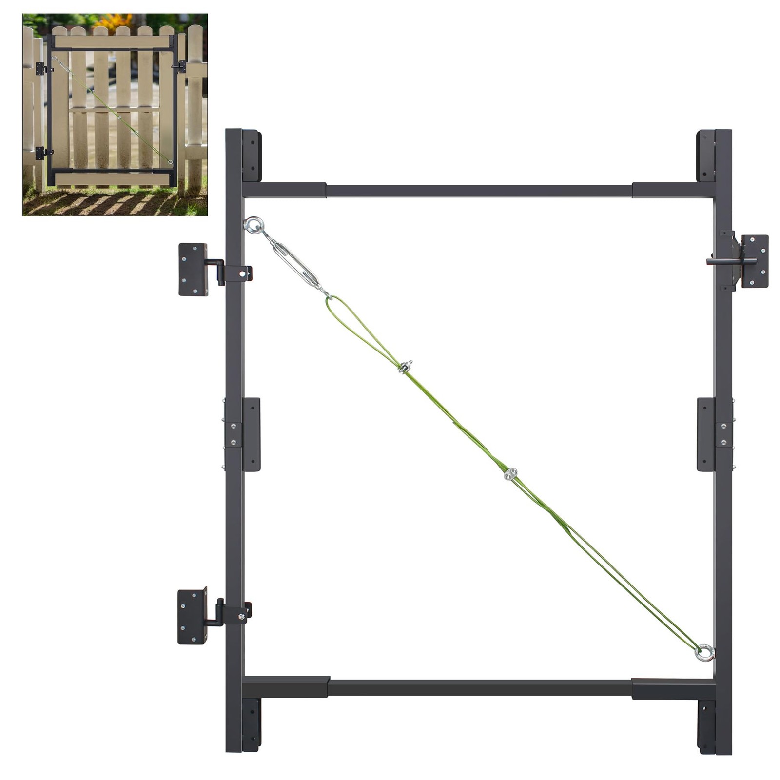 Sidasu Steel Frame Diy Building Gate Kit Adjustable 36-60 Wide For 7Ft High