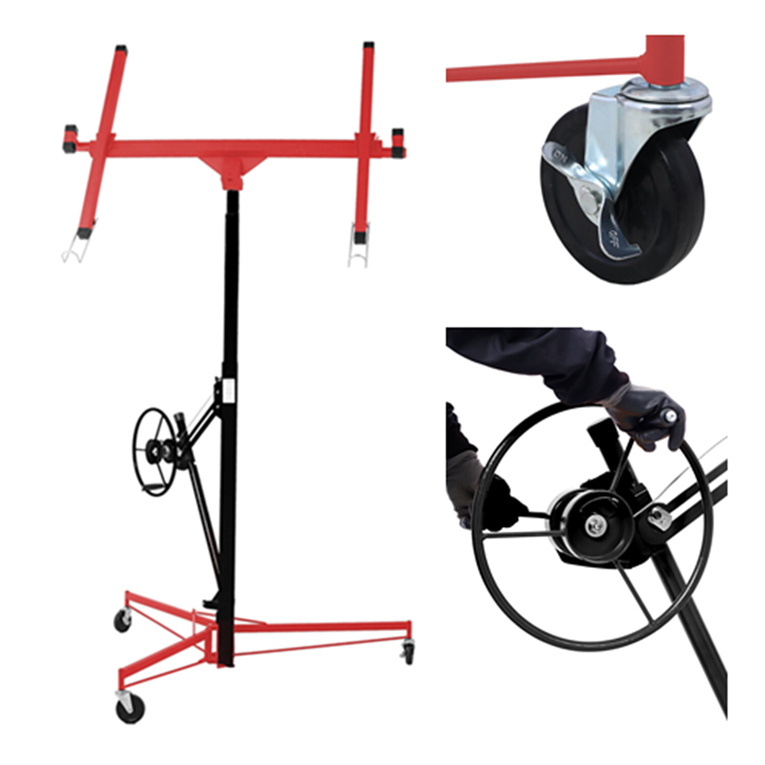11' Drywall Lift Rolling Sheetrock Panel Hoist Jack Dolly Lift Construction Tool
