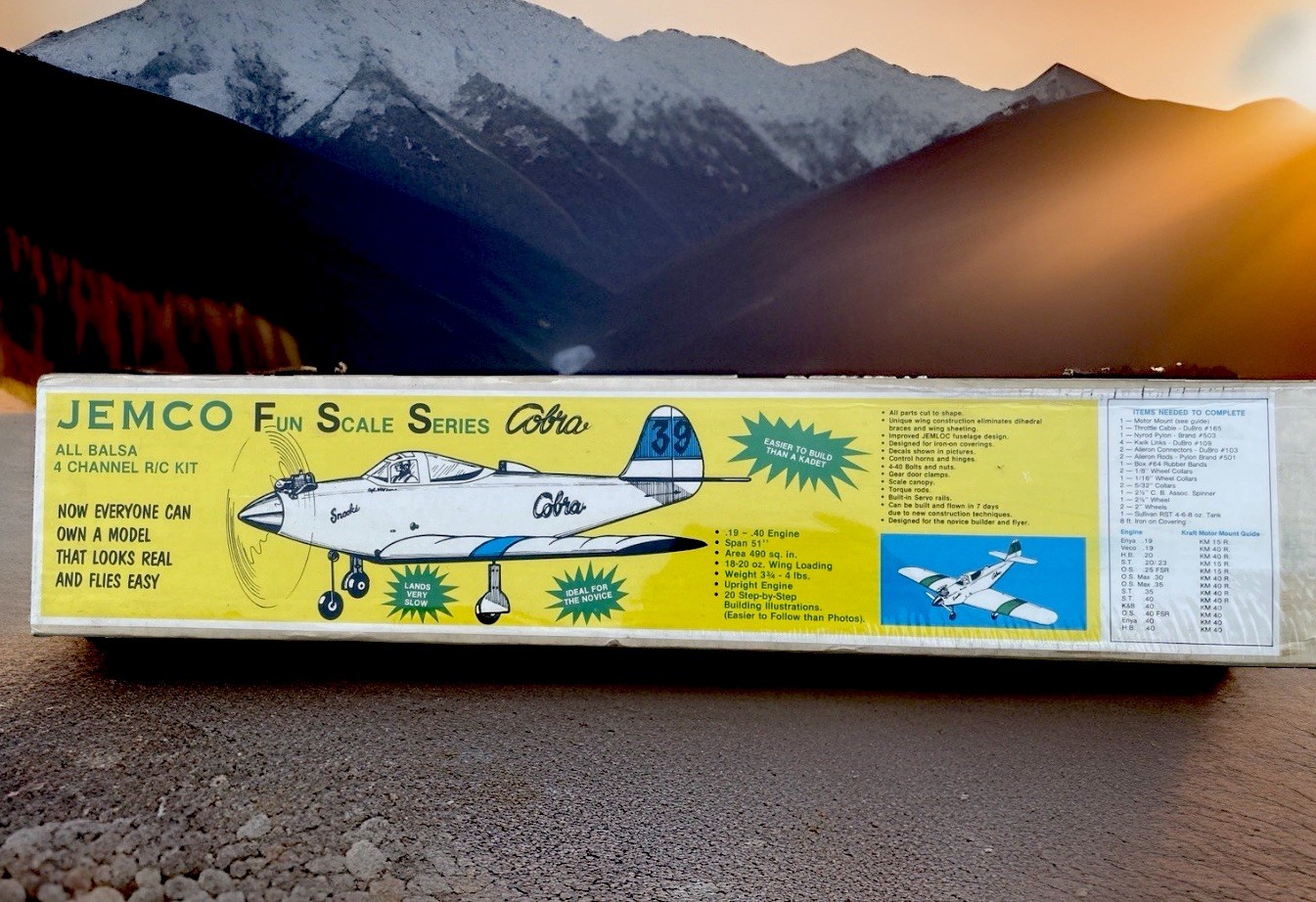 RARE EARLY EDITION JEMCO Fun Scale Series COBRA all Balsa 4 Channel R/ C KIT