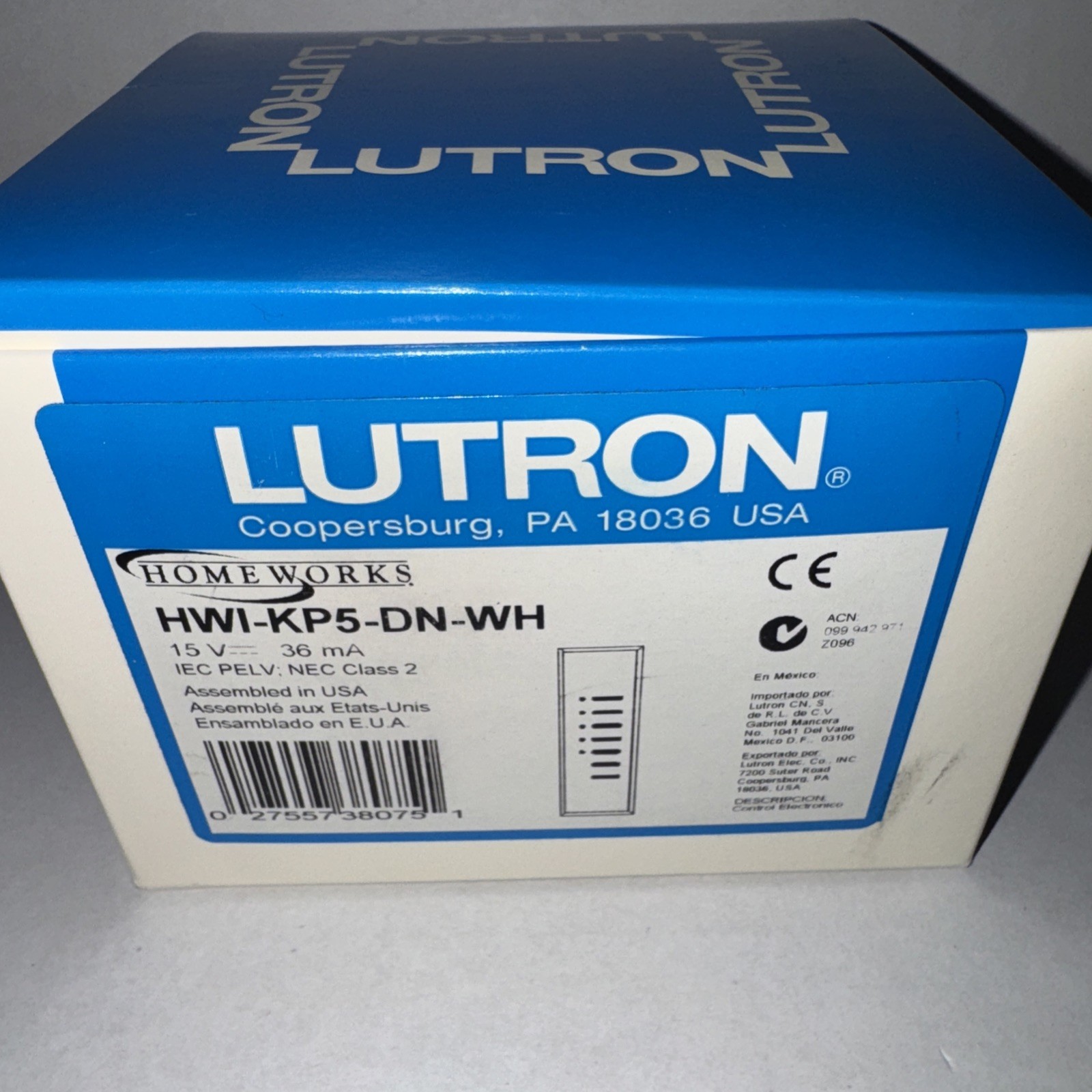 Lutron Homeworks HWI-KP5-DN-WH