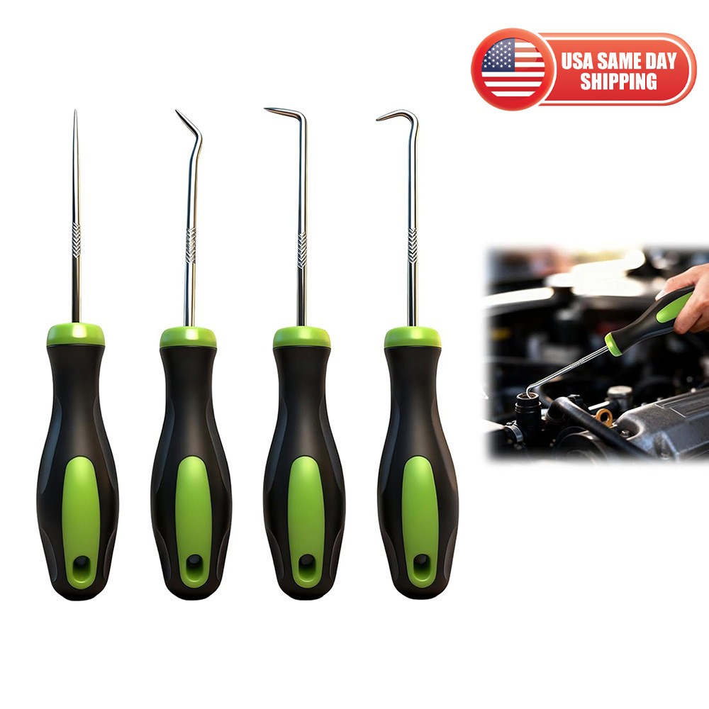 4Pc Precision Hook Pick Set O Ring Seal Removal Automotive Car Repair Home Tools