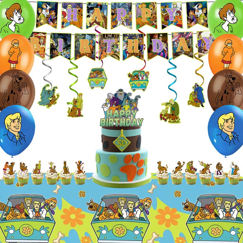 33 Pcs ScoobyDoo Party Decorations Birthday Party Supplies Banner Cake Topper