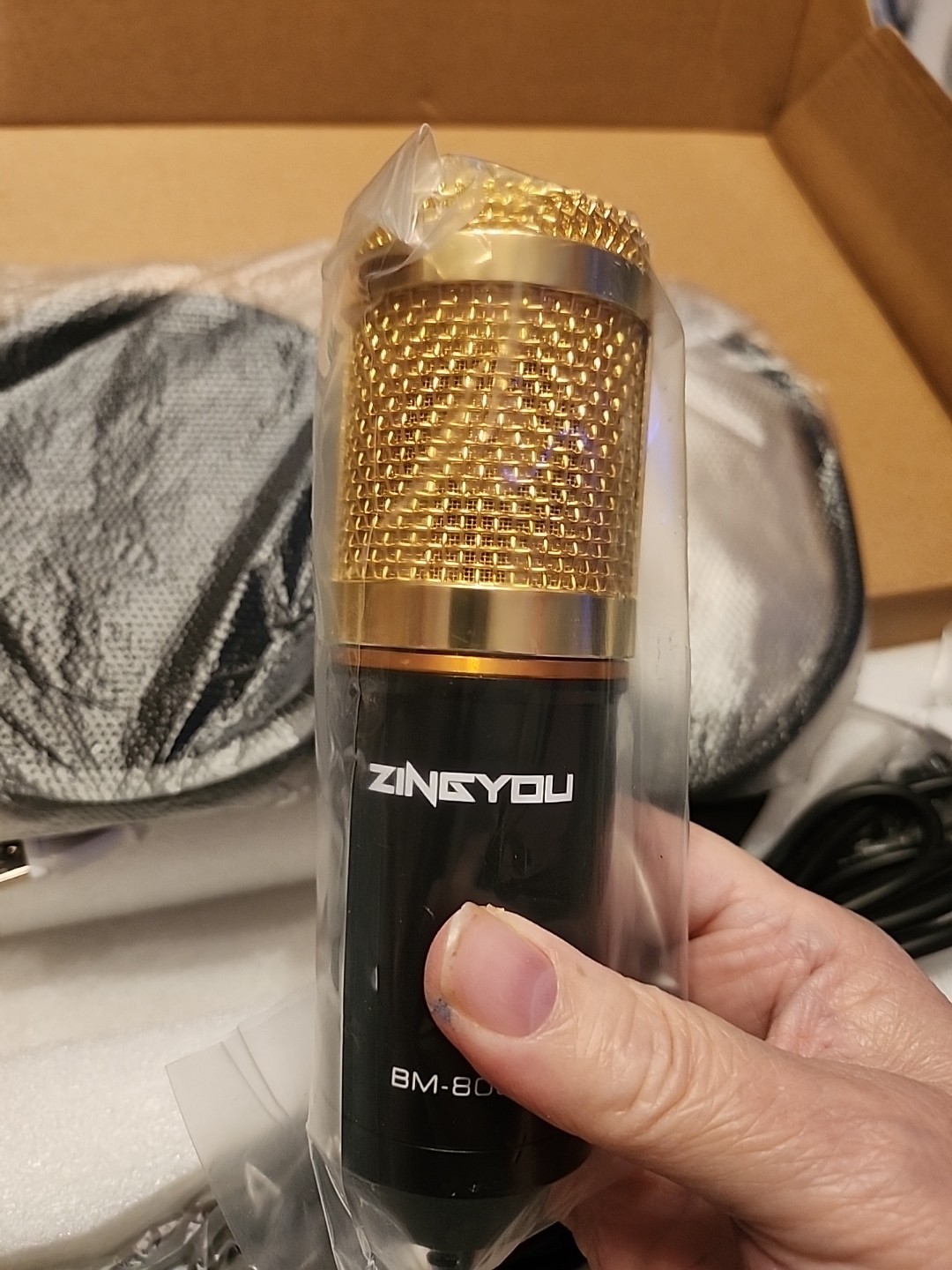 Gold And Black Professional Microphone With All Accessories