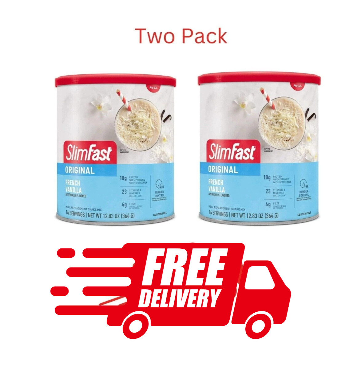 2 PACK) SlimFast Original Meal Replacement Shake Powder, French Vanilla, 12.83