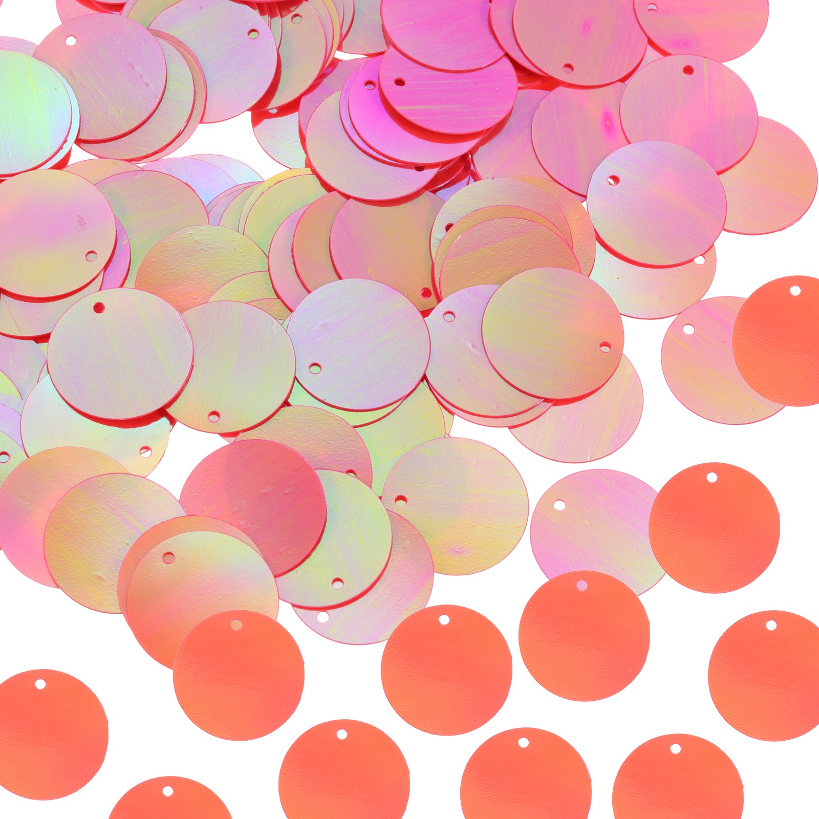 100 Pcs Flat Round Sequins, 25mm/1 Inch Loose Paillettes, AB Watermelon