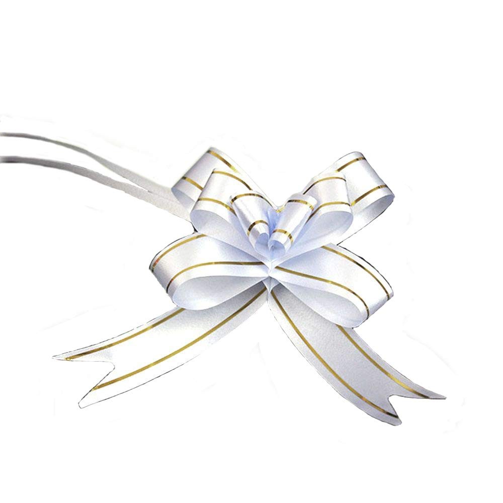 100 PCS White Glittering Pull Bows Ribbons Gift Wrapping Crafts Party Decor