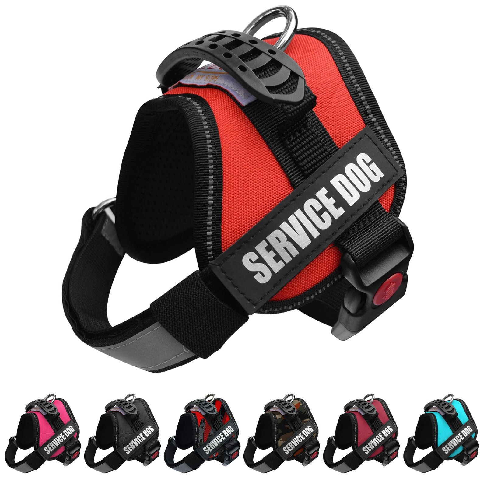 ALBCORP Reflective Service Dog Vest Harness - Adjustable- with Removable Patches