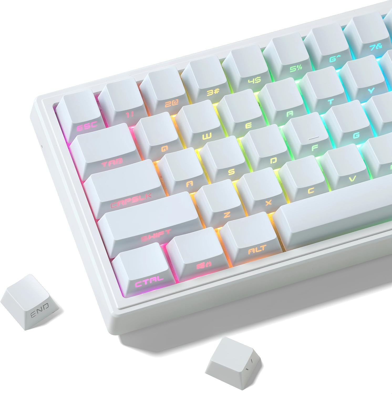 White Keycap Set Shine Through Japanese Style PBT Double Shot OEM Profile Keys