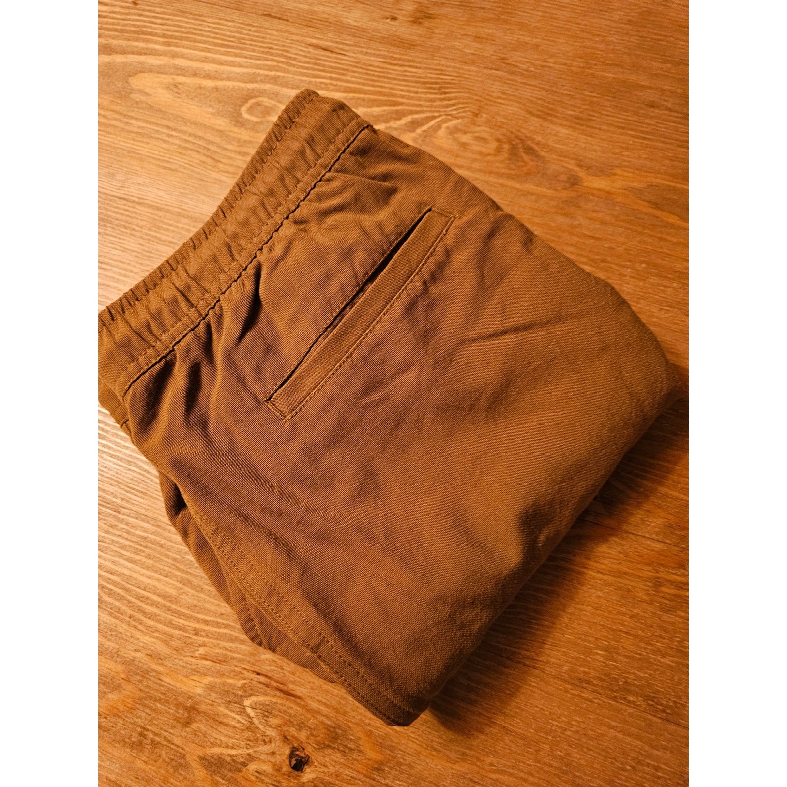 Woolly Clothing Co Merino Wool Canvas Pants Brown Mens Large Elastic Waist 0184
