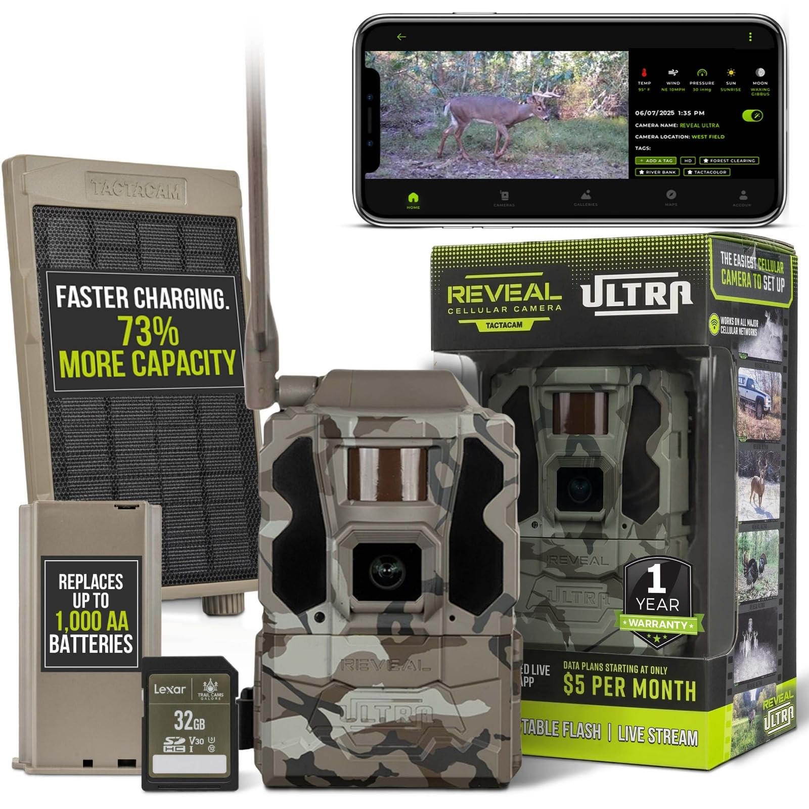 TACTACAM Reveal Ultra Cellular Trail Camera - 4K Photo, 1080P Video, Live