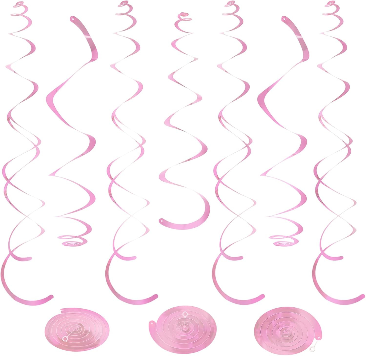 24 PCS Pink Hanging Swirl Sparkle Ceiling Hanging Decorations Plastic Streamer