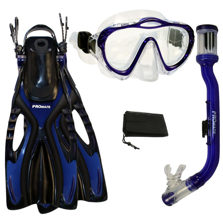 PROMATE Junior Boy Girl Snorkeling Scuba Diving Mask DRY Snorkel Fins Gear Set