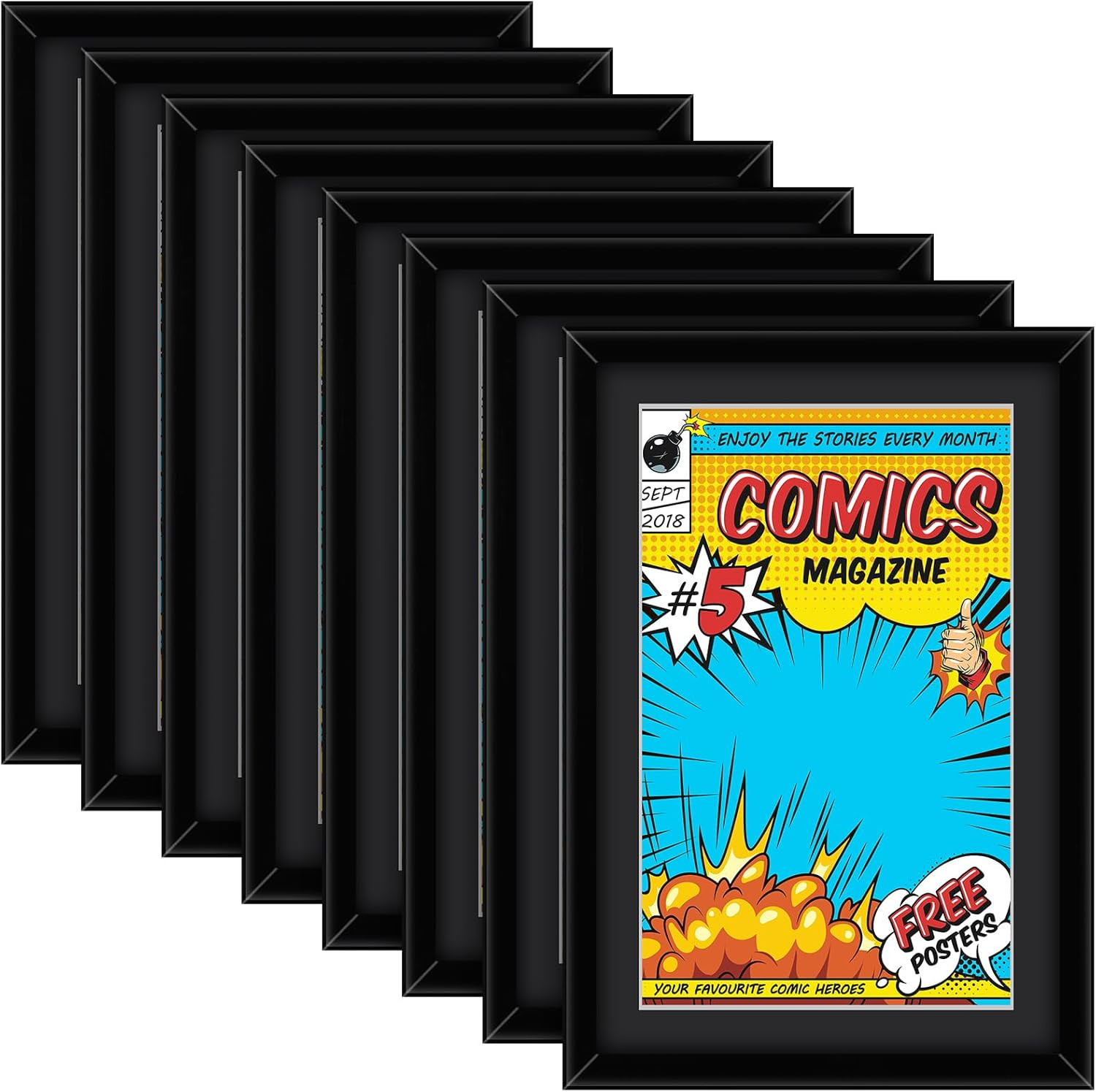 8 Pack Comic Book Frame UV Protection Magazine Picture Display Wall Mount Book F