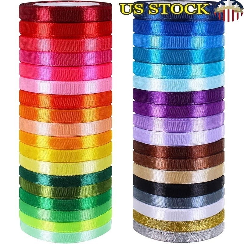 36 Rolls Satin Ribbons DIY Crafts Gift Wrapping Decorations Party Supplies New
