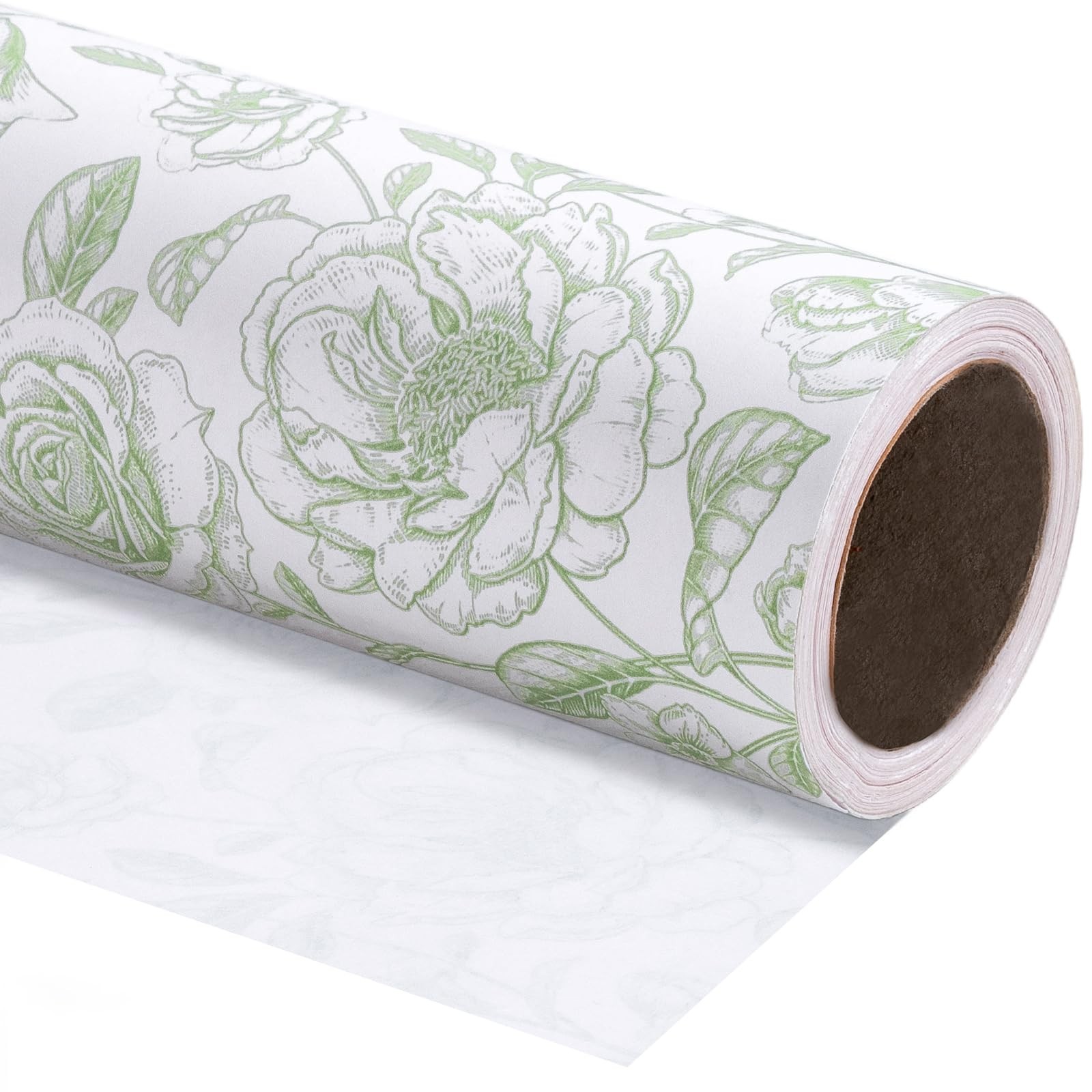 WRAPAHOLIC Kraft Floral Wrapping Paper Roll 30 Inch x 33 Feet Green